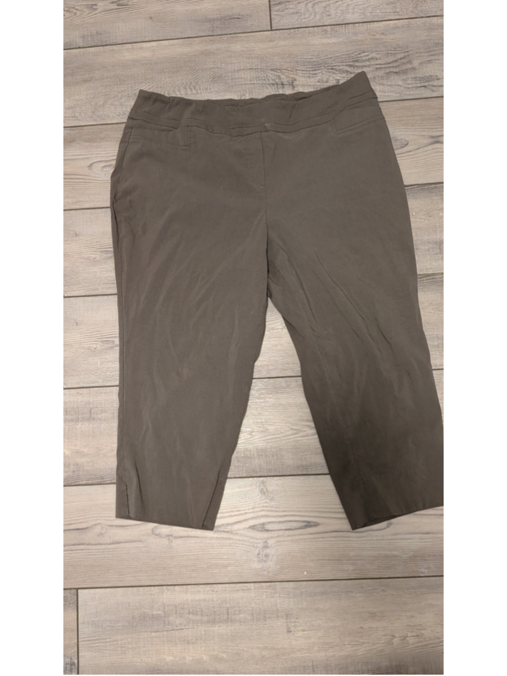 Dalia Women’s Taupe Gray Stretch Pull-On Capri Pants Pockets Plus Size 18W